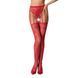 Сітчасті панчохи-стокінги Passion S016 One Size, Red, імітація ажурного пояса з гартерами 100801 фото 1