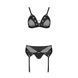 Комплект білизни Passion NESSY SET L/XL black, бюстгальтер, пояс для панчіх, стрінги 106327 фото 3