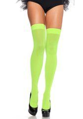 Щільні неонові панчохи Leg Avenue Nylon Thigh Highs Neon Green, one size 105990 фото
