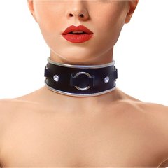 Ошейник из натуральной кожи со стразами и кольцом Art of Sex - Collar Ring 103112 фото