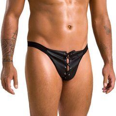 Чоловічі сліпи на шнурівці Passion 044 SLIP BEN L/XL Black, екошкіра, люверси 105580 фото