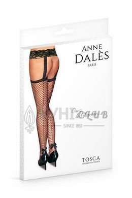 Панчохи з поясом Anne De Ales TOSCA T1 Black, середня сіточка, ззаду стрілки, мереживний пояс 100083 фото