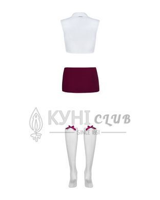 Еротичний костюм студентки Obsessive Student 4 pcs costume L/XL, топ, спідниця, стринги, гольфи 105709 фото