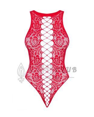 Ажурний бодістокінг із ефектом шнурівки Obsessive B120 teddy red S/M/L, червоний 105192 фото