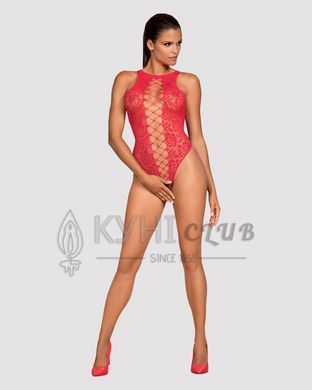 Ажурний бодістокінг із ефектом шнурівки Obsessive B120 teddy red S/M/L, червоний 105192 фото