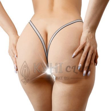 Трусики зі стразовим ланцюгом Art of Sex - Lea, розмір L-2XL, Срібло/Чорний 105439 фото