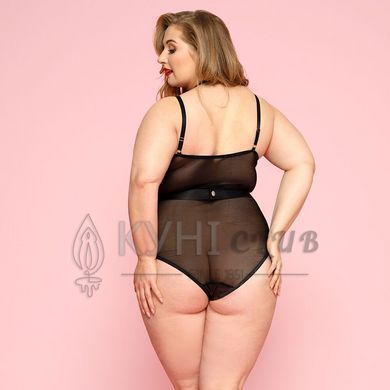 Сексуальне боді JSY &laquo;Пристрасна Лорейн&raquo; Plus Size Black, люверси, стрепи, екошкіра, шнурівка 106424 фото