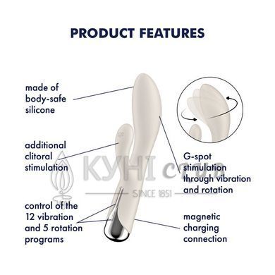 Вібратор-кролик з ротацією Satisfyer Spinning Rabbit 1 Beige, 3 мотори 109640 фото