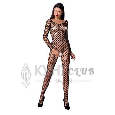 Бодістокінг Passion BS068 black, комбінезон, велика сітка, довгий рукав 109083 фото