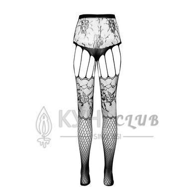 Еротичні колготки-бодістокінг Passion ECO S004 white, закриті трусики, декор, підв&rsquo;язки 105016 фото