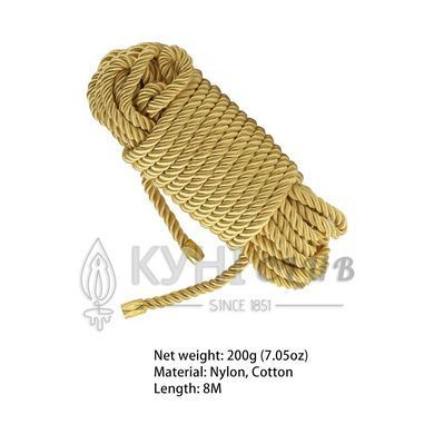 Мотузка для шибарі LOCKINK SEVANDA Shibari Pratice Rope, золотиста, 8 м, нейлон+бавовна 110040 фото