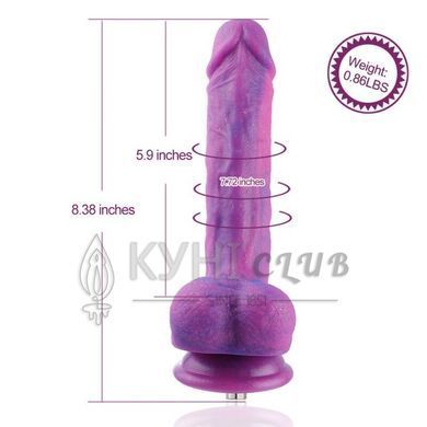 Фалоімітатор 8.2&Prime; з вібрацією для секс-машин Hismith Purple Silicone Dildo with Vibe, KlicLok 104194 фото
