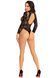 Боді Leg Avenue High neck lace bodysuit, One Size, чорне, довгий рукав, стрінги, квітковий малюнок 110115 фото 5