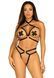 Стрепи-портупея з чокером Leg Avenue Satin elastic harness teddy, One size, Black 106546 фото 1