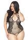 Тедді з відкритим доступом Leg Avenue Net lace crotchless teddy 1X&ndash;2X Black, шнурівка на спині 106597 фото 3