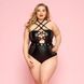 Сексуальне боді JSY &laquo;Пристрасна Лорейн&raquo; Plus Size Black, люверси, стрепи, екошкіра, шнурівка 106424 фото 1