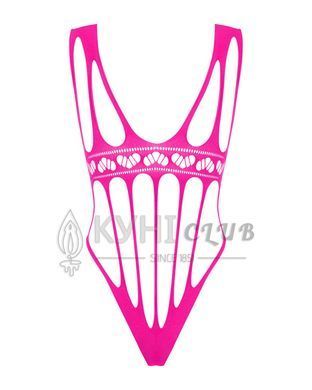 Сітчастий бодістокінг із поздовжніми вирізами Obsessive B121 teddy S/M/L, рожевий 105193 фото