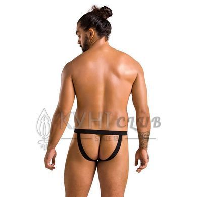 Чоловічі сліпи на шнурівці Passion 044 SLIP BEN S/M Black, екошкіра, люверси 105581 фото