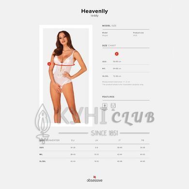 Еротичне напівпрозоре боді Obsessive Heavenlly crotchless teddy XL/2XL, з доступом 106131 фото