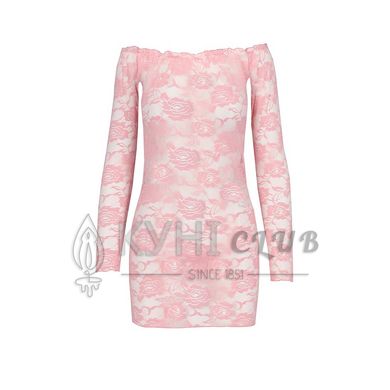 Прозрачная сорочка с длинным рукавом YOLANDA CHEMISE pink L/XL - Passion, трусики 101580 фото