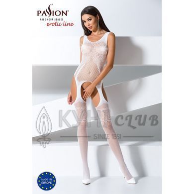Бодістокінг Passion BS061 white, комбінезон, імітація панчох 100753 фото