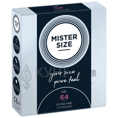 Презервативы Mister Size - pure feel - 64 (3 condoms), толщина 0,05 мм 105951 фото