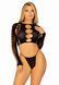 Комплект бесшовного белья Leg Avenue Long sleeve crop top & string Black, One Size, топ, стринги 107118 фото 1