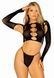 Комплект бесшовного белья Leg Avenue Long sleeve crop top & string Black, One Size, топ, стринги 107118 фото 5