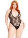 Тедді Leg Avenue Floral lace deep-V teddy, 1X/2X, чорне, мереживне, відкрита спина, високі трусики 110116 фото 1
