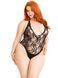 Тедді Leg Avenue Floral lace deep-V teddy, 1X/2X, чорне, мереживне, відкрита спина, високі трусики 110116 фото 3