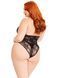 Тедді Leg Avenue Floral lace deep-V teddy, 1X/2X, чорне, мереживне, відкрита спина, високі трусики 110116 фото 2