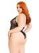 Тедді Leg Avenue Floral lace deep-V teddy, 1X/2X, чорне, мереживне, відкрита спина, високі трусики 110116 фото 4