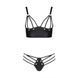 Комплект з екошкіри Passion MALWIA BIKINI 6XL/7XL black, з люверсами та ремінцями, бра, трусики 105018 фото 3