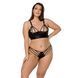 Комплект з екошкіри Passion MALWIA BIKINI 6XL/7XL black, з люверсами та ремінцями, бра, трусики 105018 фото 1