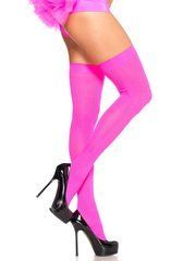 Щільні неонові панчохи Leg Avenue Nylon Thigh Highs Neon Pink, one size 105991 фото