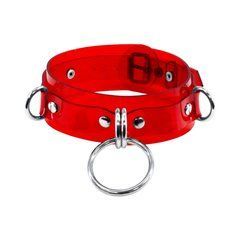 Нашийник для фіксації Feral Feelings - D-Rings Red Trasparent 107305 фото