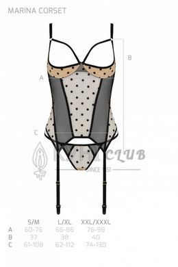 Корсет Passion MARINA CORSET, XXL/XXXL, beige, з відкритими чашками 107735 фото