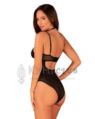 Прозрачное боди Obsessive Selinne teddy XS/S Black, мелкая сетка, двойные бретели 106666 фото