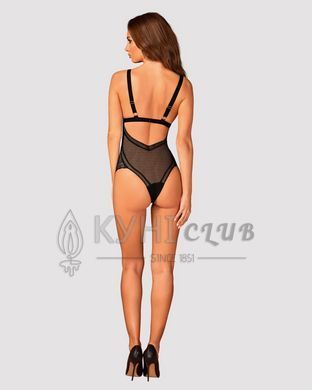 Кружевное боди с декольте Obsessive Estiqua teddy M/L, черное, широкие лямки 105244 фото