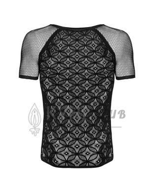 Чоловіча напівпрозора футболка з орнаментом Obsessive T102 T-shirt S/M/L, чорна 105294 фото