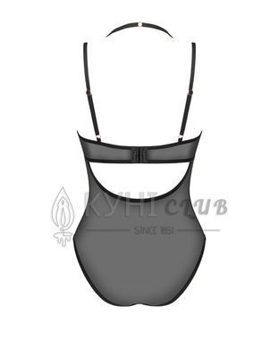 Прозрачное боди Obsessive Selinne teddy XS/S Black, мелкая сетка, двойные бретели 106666 фото