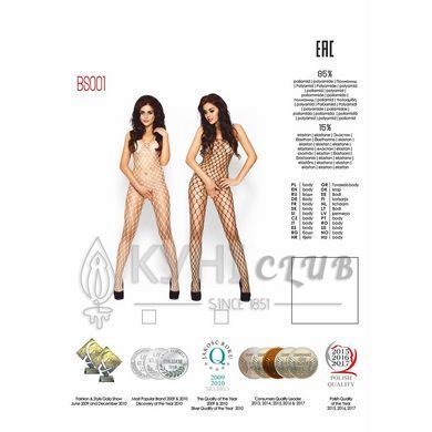 Бодистокинг Passion BS001 white, комбинезон, крупная сетка 101445 фото