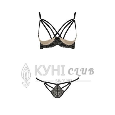 Комплект белья Passion Exclusive VALERY SET OpenBra L/XL, black, стрепи, трусики, открытый лиф 100843 фото