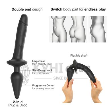 Анальна пробка з дилдо Strap-On-Me SWITCH PLUG-IN REALISTIC DILDO BLACK - L (м'ята упаковка) 104822 фото