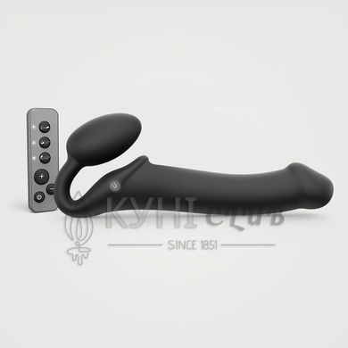 Безремінний страпон з вібрацією Strap-On-Me Vibrating Black L, діаметр 3,7см, пульт ДК, регульований 100156 фото