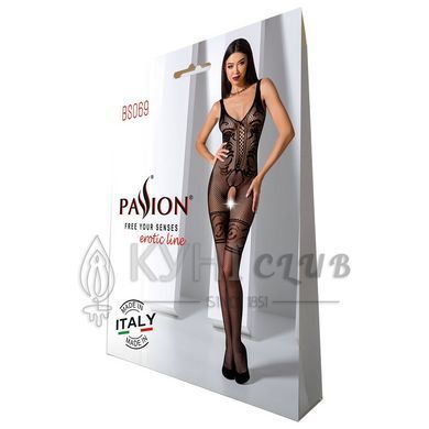 Бодистокинг Passion BS069 black, комбинезон, имитация чулок и боди 109085 фото