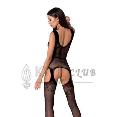 Сітчастий бодістокінг Passion BS062 One Size, Black, комбінезон, імітація панчіх, відкритий доступ 100754 фото