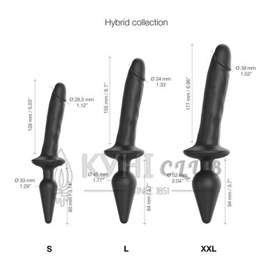 Анальна пробка з дилдо Strap-On-Me SWITCH PLUG-IN REALISTIC DILDO BLACK - L (м'ята упаковка) 104822 фото