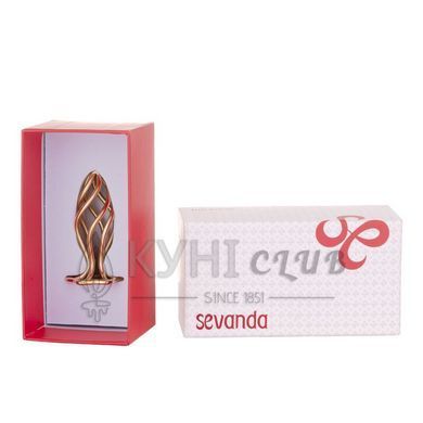 Металева анальна пробка LOCKINK SEVANDA Hollow Spiral Golden, M, золотиста, діаметр 3 см 110042 фото