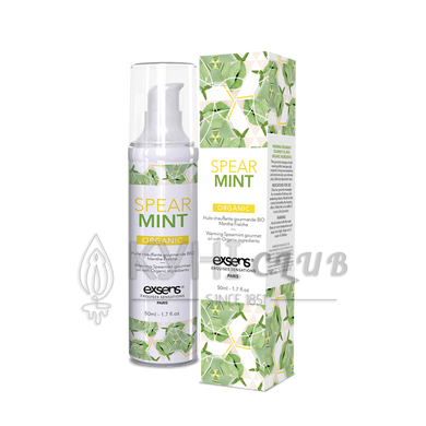 Массажное масло EXSENS Organic Spear Mint 50мл разогревающее, без сахара, без парабенов, съедобное 101955 фото